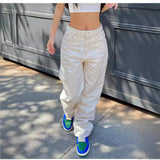 DERMEARNE Full Length Women Jeans Solid Distressed Denim Straight Pants Pockets Loose Casual Mid Waist Basics Zipper Fly Flat Washing