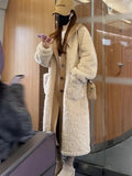 DERMEARNE Fur One Lambswool Coat Women's Fake Two-piece Mid-length New Explosions Autumn and Winter Thickened Warm Coat