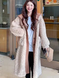 DERMEARNE Fur One Lambswool Coat Women's Fake Two-piece Mid-length New Explosions Autumn and Winter Thickened Warm Coat