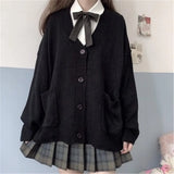Dermearne Autumn Winter V-neck cotton knitted sweater uniform cardigan multicolor women's wear Japanese style sweater tops