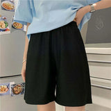 Summer Shorts Women Elasticity Lovely Girls Korean Style Sweet Students Harajuku Simple Pure Gray Oversize Trousers Female