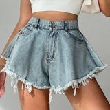 Summer New Women Jeans Denim Shorts High Waist Loose Tassel Jeans S-xxl