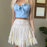 y2k White Lace Ruffles Pleated Skirts Preppy Style Sweet Girl Kawaii Mini Skirts Korean Retro Women Party Cosplay Sweetwear