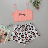 Dermearne Hot Women's Sleepwear Cute Cartoon Print Short Set Pajamas for Women Pajama Set Sweet Short Sleeve V-Neck & Shorts Summer Pijama