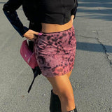Y2K Aesthetic Tie Dye A-Line Mesh Skirts E-girl Sexy High Waist Mini Skirt Women Vintage Ruffles Patchwork Fashion Clothing