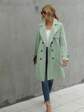 Fashion Women Trench Casual Solid Color Coat Adult Elagant Fashion Long Sleeve Lapel Neck Double Breasted Belted Coat For Female