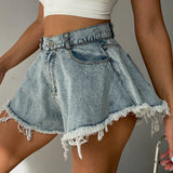 Summer New Women Jeans Denim Shorts High Waist Loose Tassel Jeans S-xxl