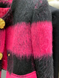 DERMEARNE HIGH STREET Newest F/W 2024 Designer Fashion Women Contrast Single Breasted Wool Short Jacket