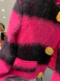 DERMEARNE HIGH STREET Newest F/W 2024 Designer Fashion Women Contrast Single Breasted Wool Short Jacket