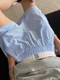DERMEARNE HOUZHOU Y2k Striped Patchwork Shorts for Women Casual Baggy Elastic Waist Female Short Pants Korean Style Harajuku Fashion Retro