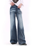 DERMEARNE Y2k Vintage Baggy Wide Leg Jeans for Women Washed Casual High Waist Loose Denim Pants Streetwear Korean Flared Trousers
