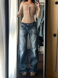 DERMEARNE Y2k Vintage Baggy Wide Leg Jeans for Women Washed Casual High Waist Loose Denim Pants Streetwear Korean Flared Trousers