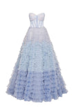 Xijun Elegant Long Prom Dresses Sweetheart Crumpled Tulle Ruffles Evening Dress Saudi Arabic Sleeveless Tiered A-Line Party Gown