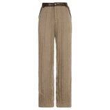 Dermearne y2k Twist Knitted Trousers Baggy Straight High Waisted Pants Women Retro Patched Button Joggers Khaki Harajuku Casual