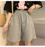 Summer Shorts Women Elasticity Lovely Girls Korean Style Sweet Students Harajuku Simple Pure Gray Oversize Trousers Female