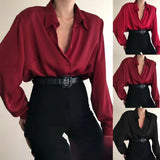 Korean White Office Women Chiffon Shirt Pocket Button Lapel Ladies Blouse Spring Commuter Long Sleeve New Female Crop Tops