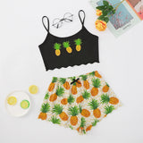 Dermearne Hot Women's Sleepwear Cute Cartoon Print Short Set Pajamas for Women Pajama Set Sweet Short Sleeve V-Neck & Shorts Summer Pijama