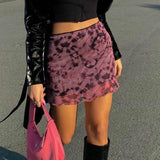 Y2K Vintage Mini Skirts Women Korean Style Ruffle Hem High Waist Straight Short Skirt Bodycon E-girl Aesthetic Summer Streetwear