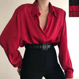 Korean White Office Women Chiffon Shirt Pocket Button Lapel Ladies Blouse Spring Commuter Long Sleeve New Female Crop Tops