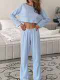 DERMEARNE Hiloc Knitted Pajamas For Women 2 Piece Sets O Neck Long Sleeve Sleepwear Female Trouser Suits 2024 Summer Casual Homewear