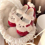 DERMEARNE Japanese Style Autumn Winter Original Lolita Shoes Bow Cute Jk Uniform Soft Girl Big Toe Student Kawaii  High Heel Casual Warm
