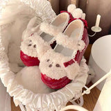 DERMEARNE Japanese Style Autumn Winter Original Lolita Shoes Bow Cute Jk Uniform Soft Girl Big Toe Student Kawaii  High Heel Casual Warm