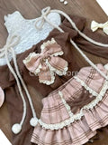 DERMEARNE Japanese Sweet Lolita 2 Piece Sets Women Retro Off Shoulder Bow Blouse Tops Plaid Cake Mini Skirt Girls Kawaii Y2k Slim Outfits