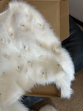 DERMEARNE Jmprs Chic Pearls White Cardigan Sweaters Women Elegant Sweet Faux Mink Cashmere Coats Korean Long Sleeve Fashion Knitted Tops