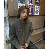 Korean Retro Washed Short Denim Jacket Men's Spring and Autumn Personalized Niche Design Stand Collar Y2K Jacket Tops