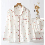 DERMEARNE Korean Version Plaid Pajama Women Long Sleeve Sleepwear Spring Thin Loungewear Plus Size Red Nightwear Lapel Casual Homewear Set