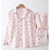 DERMEARNE Korean Version Plaid Pajama Women Long Sleeve Sleepwear Spring Thin Loungewear Plus Size Red Nightwear Lapel Casual Homewear Set