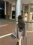 DERMEARNE Korejpaa Casual Elegant Pullover Sweaters Women Fur Patchwork Long Sleeve Top Gentle Off Shoulder Solid Simple Loose Pull Femme