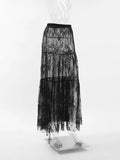 Dermearne Lace Jacquard Transperant Skirt Women Summer New High Waist Sexy Casual Long Skirts Streetwear Fashion White Maxi Skirt