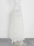 Dermearne Lace Jacquard Transperant Skirt Women Summer New High Waist Sexy Casual Long Skirts Streetwear Fashion White Maxi Skirt