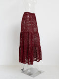 Dermearne Lace Jacquard Transperant Skirt Women Summer New High Waist Sexy Casual Long Skirts Streetwear Fashion White Maxi Skirt