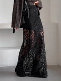 Dermearne Lace Jacquard Transperant Skirt Women Summer New High Waist Sexy Casual Long Skirts Streetwear Fashion White Maxi Skirt