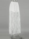 Dermearne Lace Jacquard Transperant Skirt Women Summer New High Waist Sexy Casual Long Skirts Streetwear Fashion White Maxi Skirt