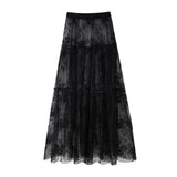 Dermearne Lace Jacquard Transperant Skirt Women Summer New High Waist Sexy Casual Long Skirts Streetwear Fashion White Maxi Skirt
