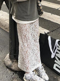 Dermearne Lace Jacquard Transperant Skirt Women Summer New High Waist Sexy Casual Long Skirts Streetwear Fashion White Maxi Skirt
