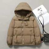 DERMEARNE Large Size Winter Jacket Women Casual Hooded Cotton Coats Thicken Warm Down Cotton Parkas Puffer Coat Zipper Padded Outwear Tops