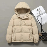 DERMEARNE Large Size Winter Jacket Women Casual Hooded Cotton Coats Thicken Warm Down Cotton Parkas Puffer Coat Zipper Padded Outwear Tops