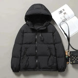 DERMEARNE Large Size Winter Jacket Women Casual Hooded Cotton Coats Thicken Warm Down Cotton Parkas Puffer Coat Zipper Padded Outwear Tops