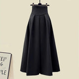 DERMEARNE Large Size Women's Spring Suit Women's 2025 New Cover Slim Sweater and Long Skirt Two-piece Set