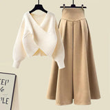 DERMEARNE Large Size Women's Spring Suit Women's 2025 New Cover Slim Sweater and Long Skirt Two-piece Set