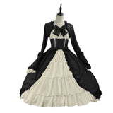 DERMEARNE Lolita Costume Medieval Retro Gothic Victorian Court Bow Dress Square Neck Elizabeth Cosplay Renaissance Costume Spliced Bow Dre