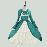 DERMEARNE Lolita Costume Medieval Retro Gothic Victorian Court Bow Dress Square Neck Elizabeth Cosplay Renaissance Costume Spliced Bow Dre