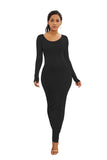 DERMEARNE Long Dress Women Sexy Maxi Party Dress Casual Long Sleeve Solid Bodycon Dress High Stretch Slim Vestidos