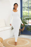 DERMEARNE Long Dress Women Sexy Maxi Party Dress Casual Long Sleeve Solid Bodycon Dress High Stretch Slim Vestidos