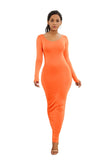 DERMEARNE Long Dress Women Sexy Maxi Party Dress Casual Long Sleeve Solid Bodycon Dress High Stretch Slim Vestidos