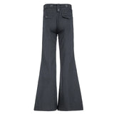 DERMEARNE Low Waisted Flare Jeans Streetwear 2000s Clothes Y2k Women Bottom Belted Cargo  Vintage Denim Pants P67-DI27